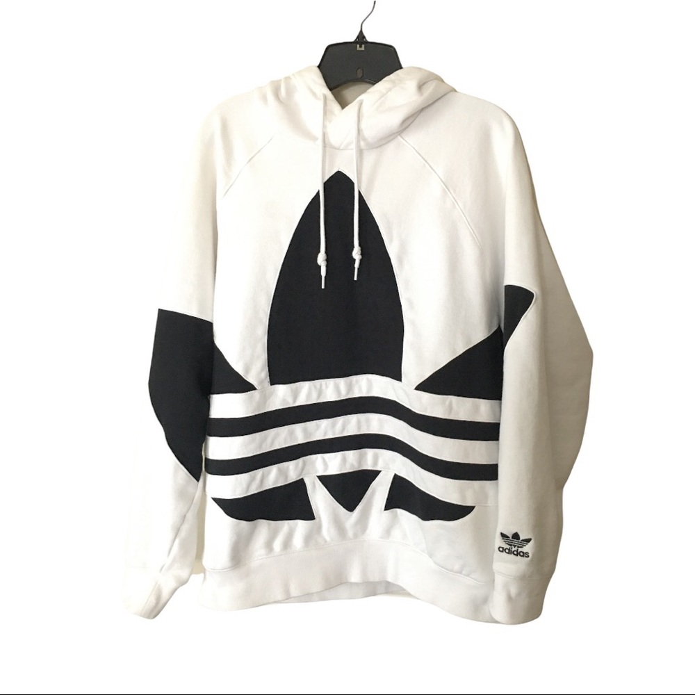 Adidas white with black trefoil logo hoodie!